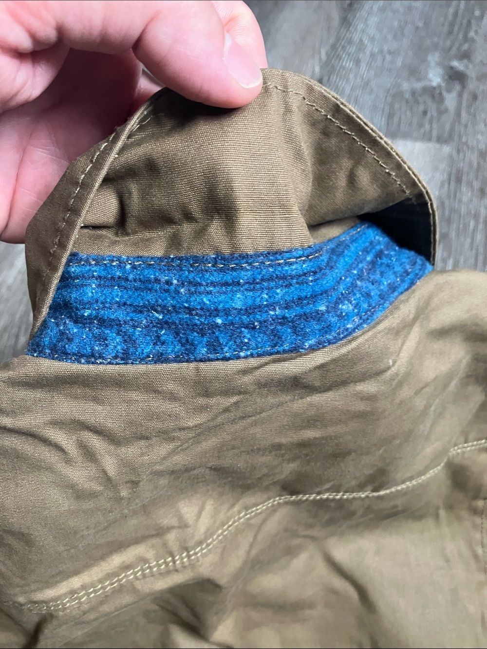 Jeremiah tan canvas jacket blue patterned blanket lining. - Picture 15 of 17